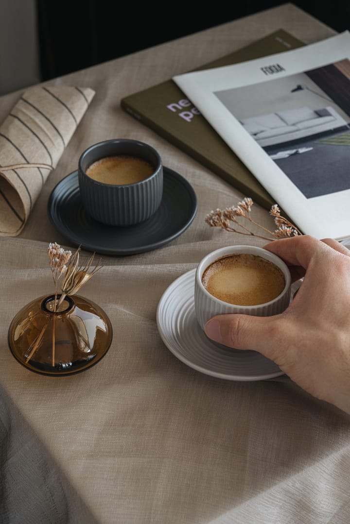 Duga espresso cup with saucer 4-pack, White. sandgrey. antracit. black Vargen & Thor