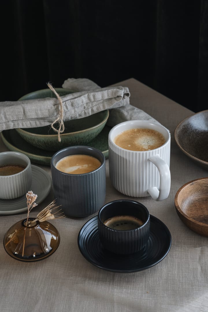 Duga espresso cup with saucer 4-pack, White. sandgrey. antracit. black Vargen & Thor