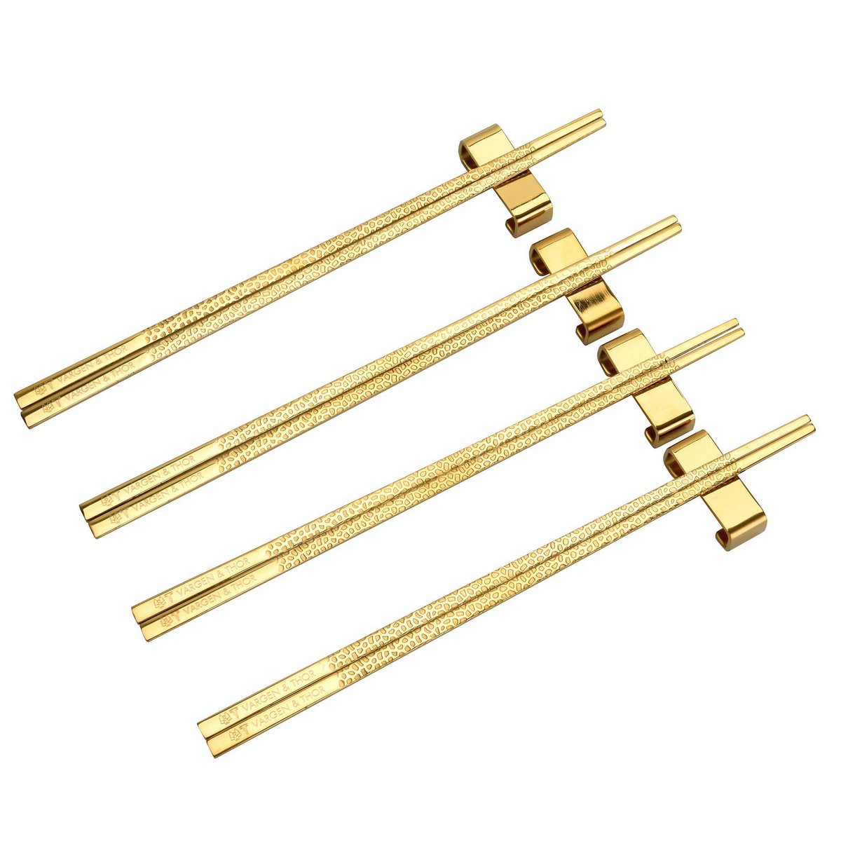 Vargen & Thor Kito Chopsticks 4-pack brass | Scandinavian Design | Chopsticks | Gold-coloured