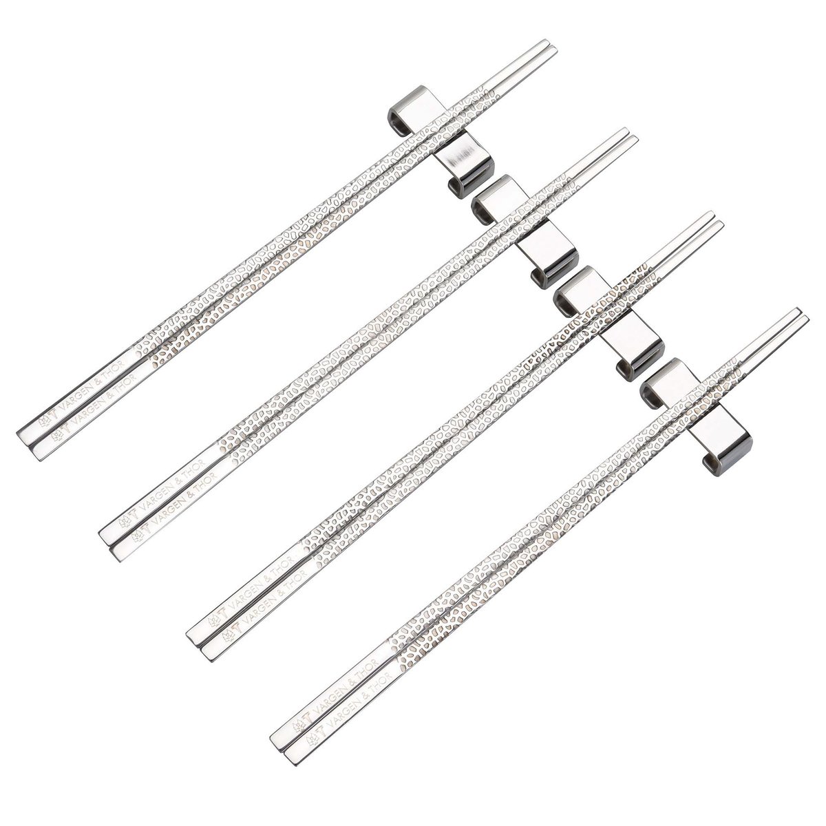 Vargen & Thor Kito Chopsticks 4-pack Silver | Scandinavian Design | Chopsticks | Silver-coloured