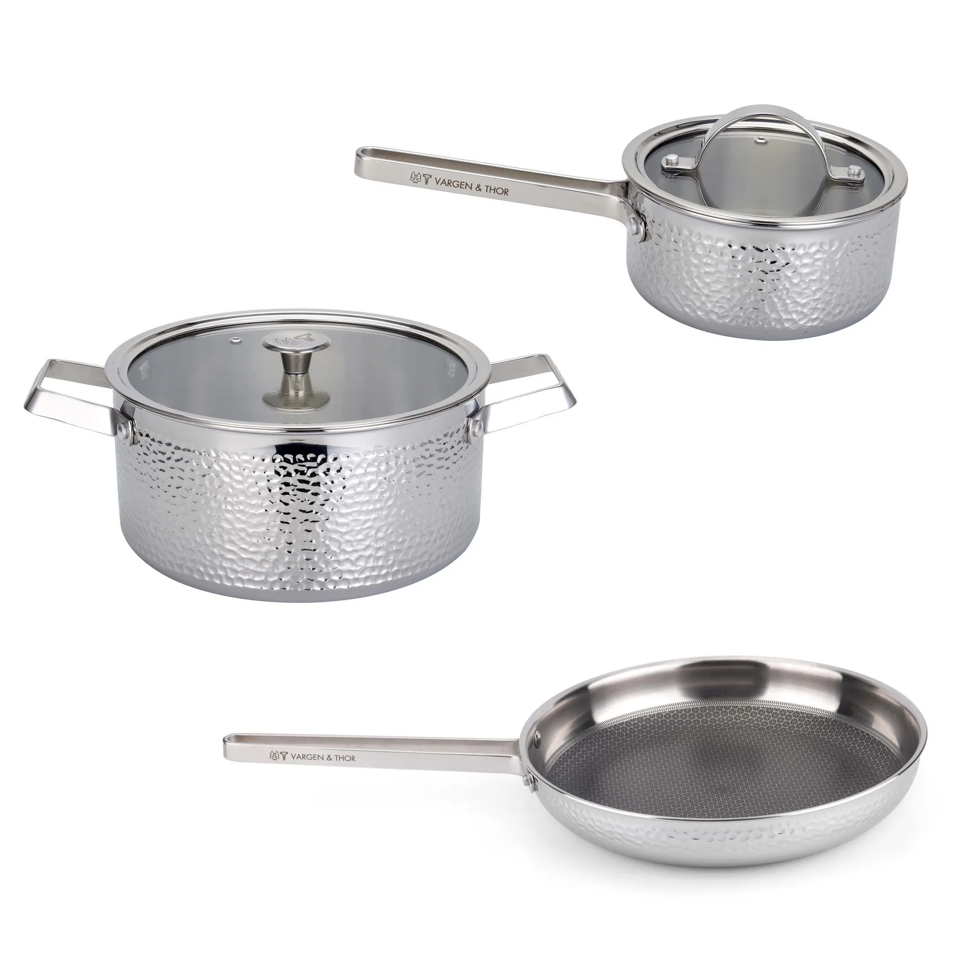 Vargen & Thor chrome plated pot set, 3 pieces Vargen & Thor