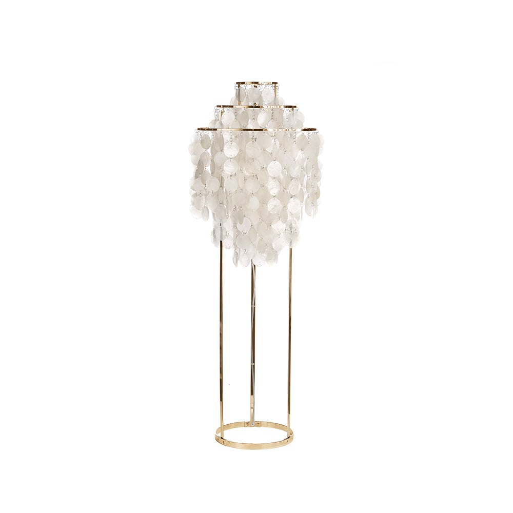 Verpan Fun 1 STM floor lamp Mother of pearl, brass | Scandinavian Design | Floor lamps | White