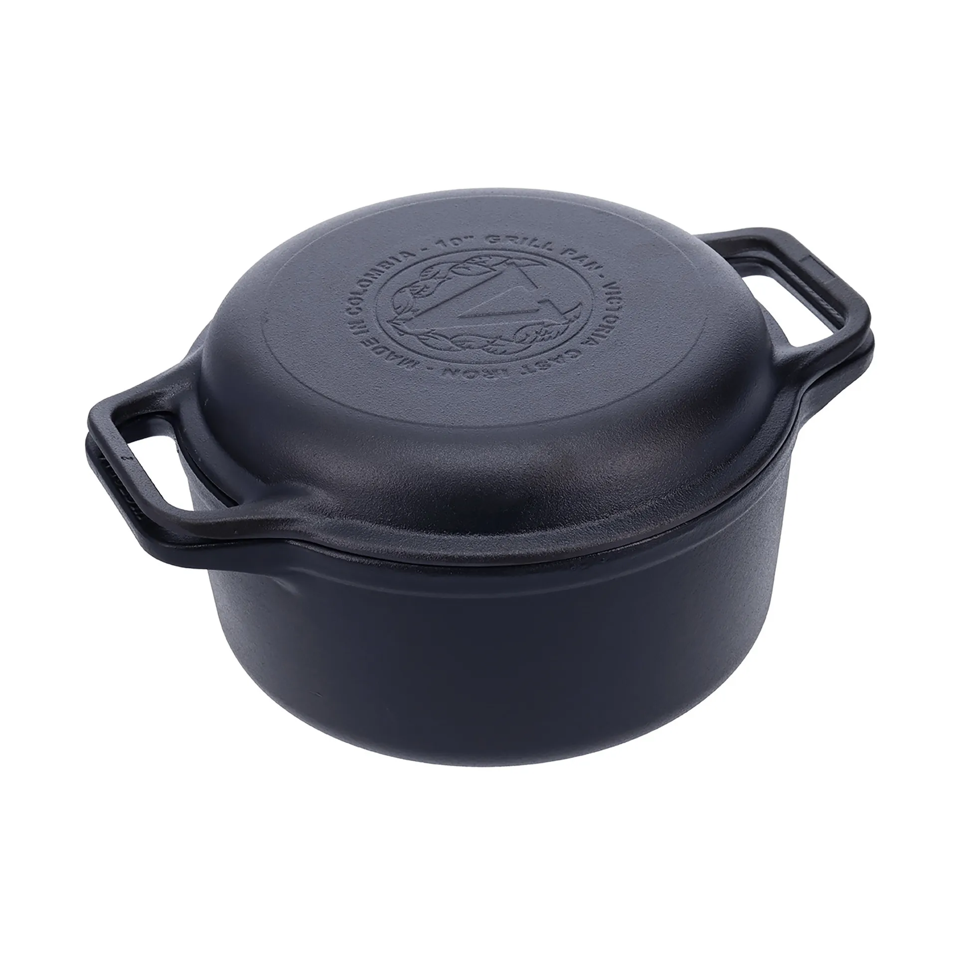 Cast iron Dutch oven and grill pan, pre-seasoned, 2-piece Victoria