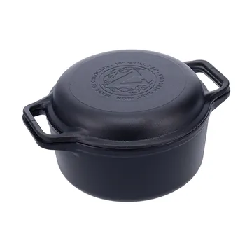 Cast iron Dutch oven and grill pan, pre-seasoned - 2 pieces - Victoria