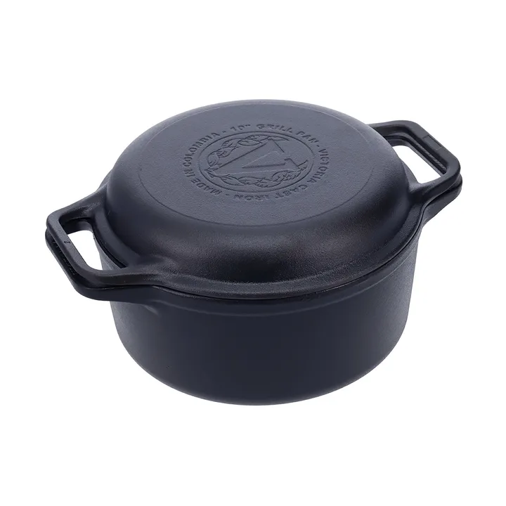 Cast iron Dutch oven and grill pan, pre-seasoned - 2 pieces - Victoria