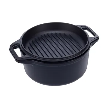 Cast iron Dutch oven and grill pan, pre-seasoned - 2 pieces - Victoria