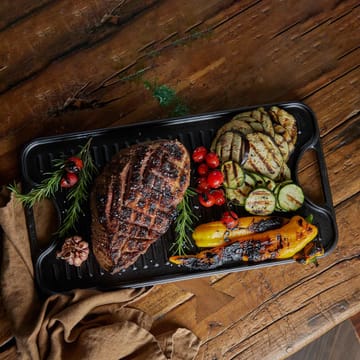 Cast iron reversible griddle 25x47 cm - Black - Victoria