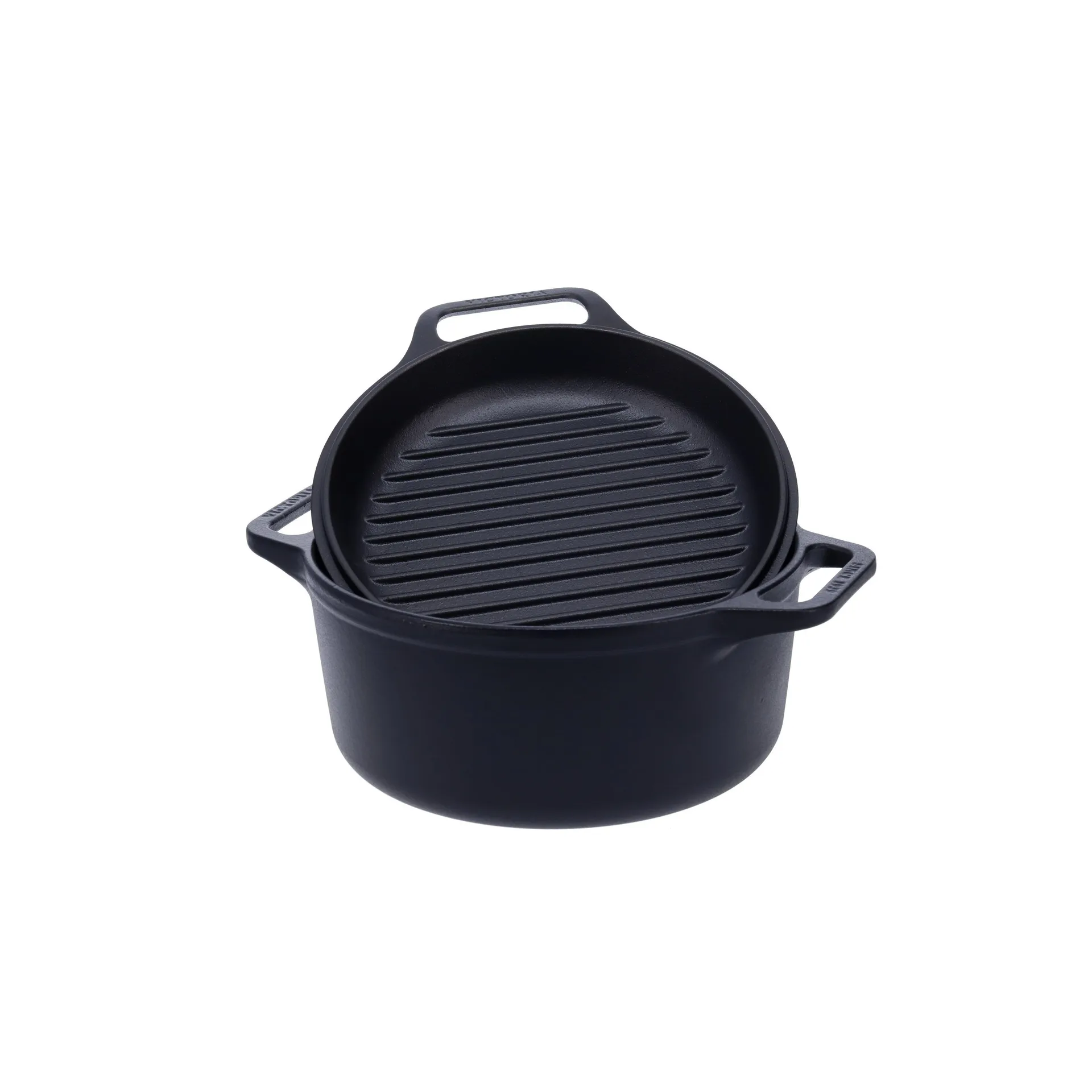 Combo Cooker cast iron pot-frying pan set 2 pieces, Black Victoria