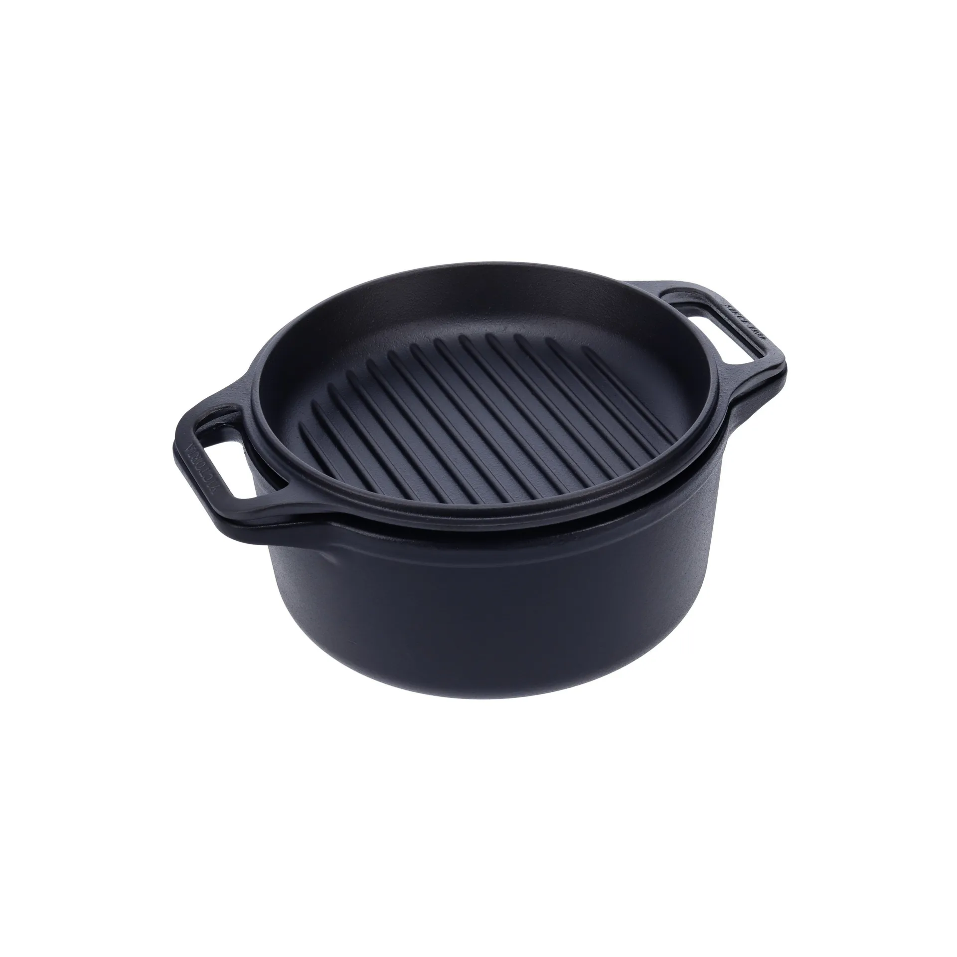 Combo Cooker cast iron pot-frying pan set 2 pieces, Black Victoria
