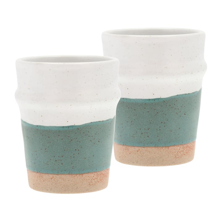 Evig mug 35 cl 2-pack - Green-white - Villa Collection