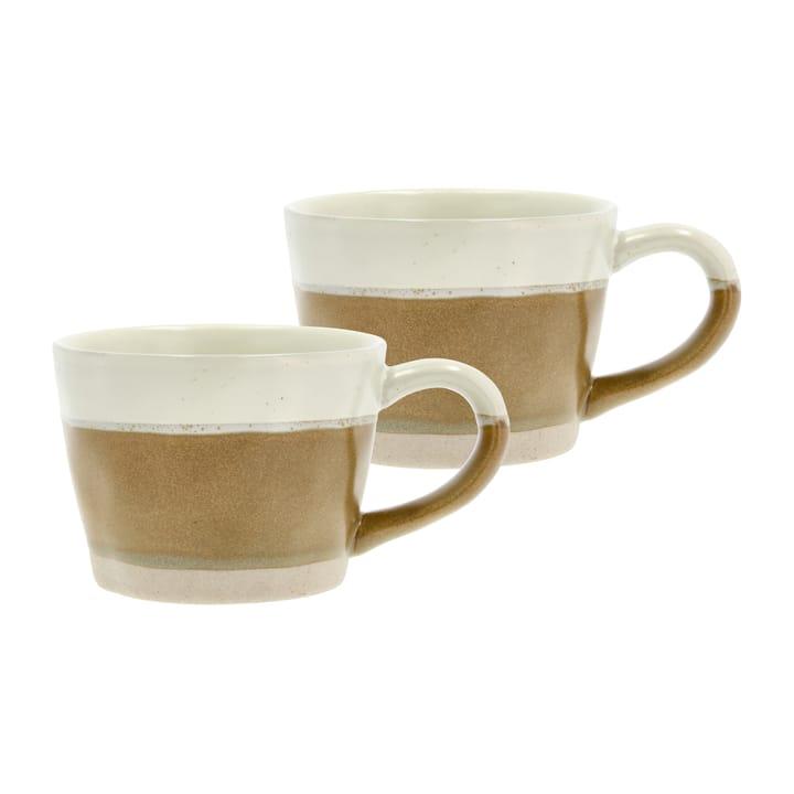 Evig mug with handle 30 cl 2-pack - Brown-cream white - Villa Collection