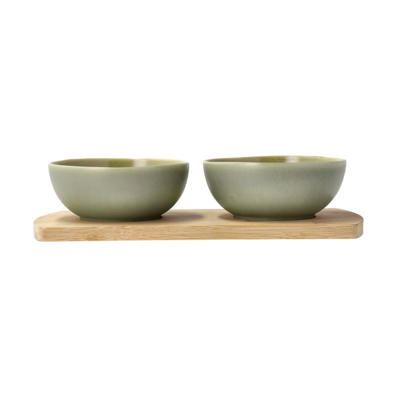 Villa Collection Shoku bamboo tray with 2 bowls Pure Green