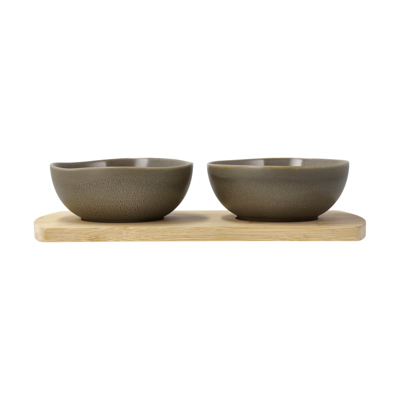 Villa Collection Shoku bamboo tray with 2 bowls Warm Brown