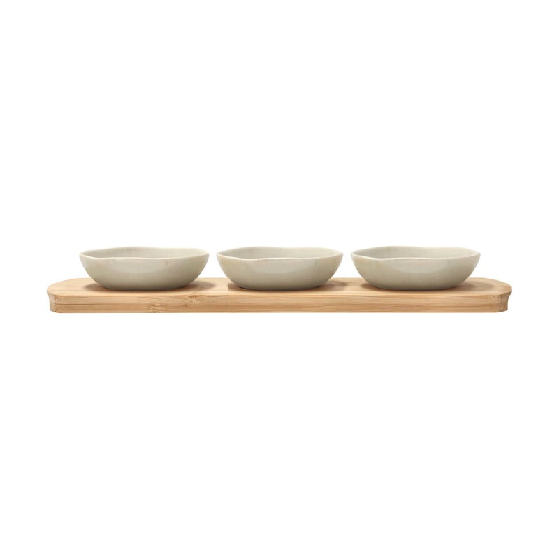 Villa Collection Shoku bamboo tray with 3 bowls Beige