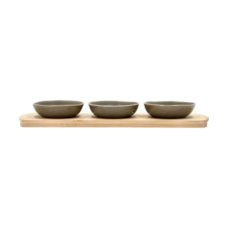 Villa Collection Shoku bamboo tray with 3 bowls Warm Brown