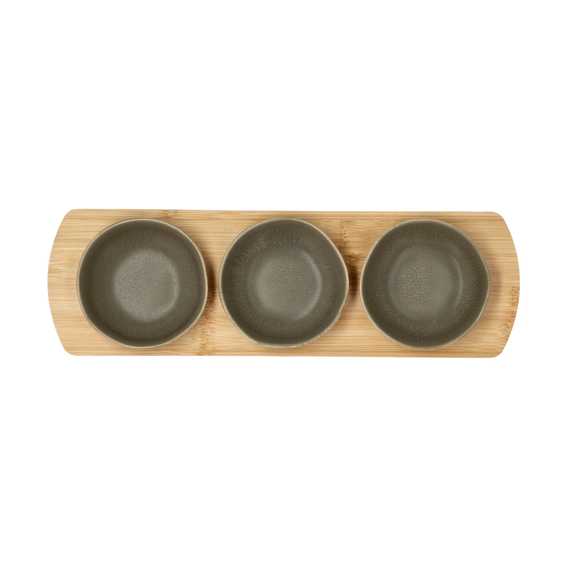 Shoku bamboo tray with 3 bowls, Warm Brown Villa Collection