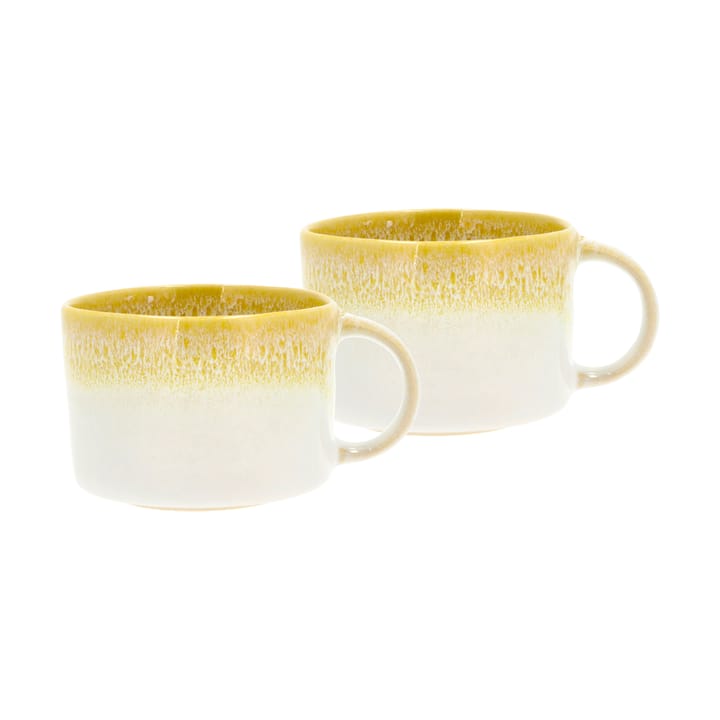 Styles mug with handle 16 cl 2-pack - Yellow-cream white - Villa Collection