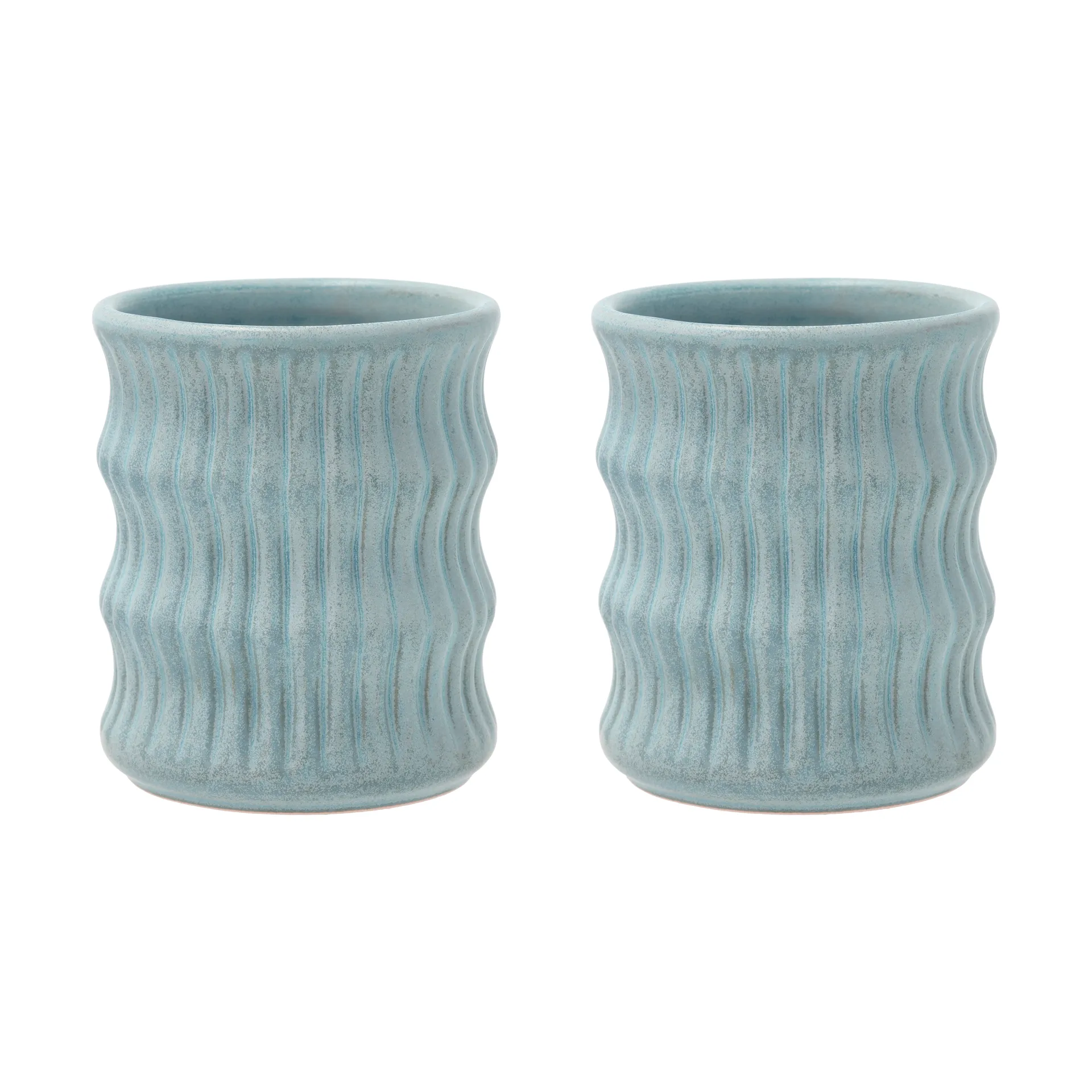 Styles mug with ribbed pattern 30 cl 2-pack, Blue Villa Collection