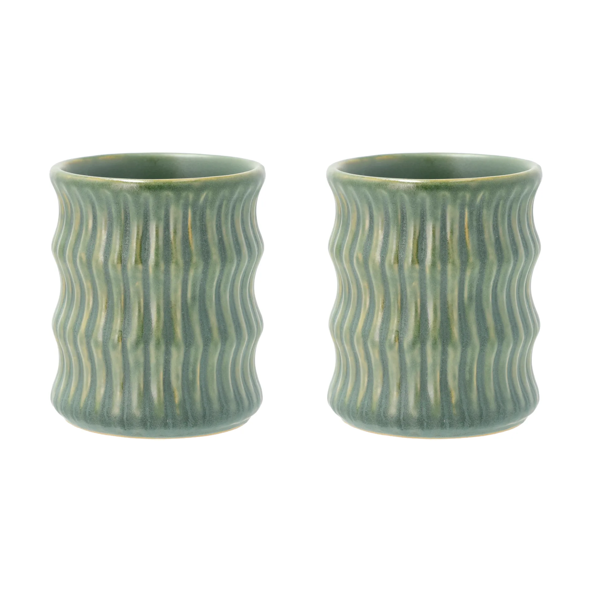 Styles mug with ribbed pattern 30 cl 2-pack, Green Villa Collection
