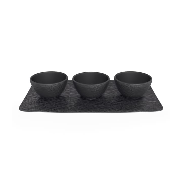 Manufacture Rock dipping bowl 3 st with tray - Black - Villeroy & Boch