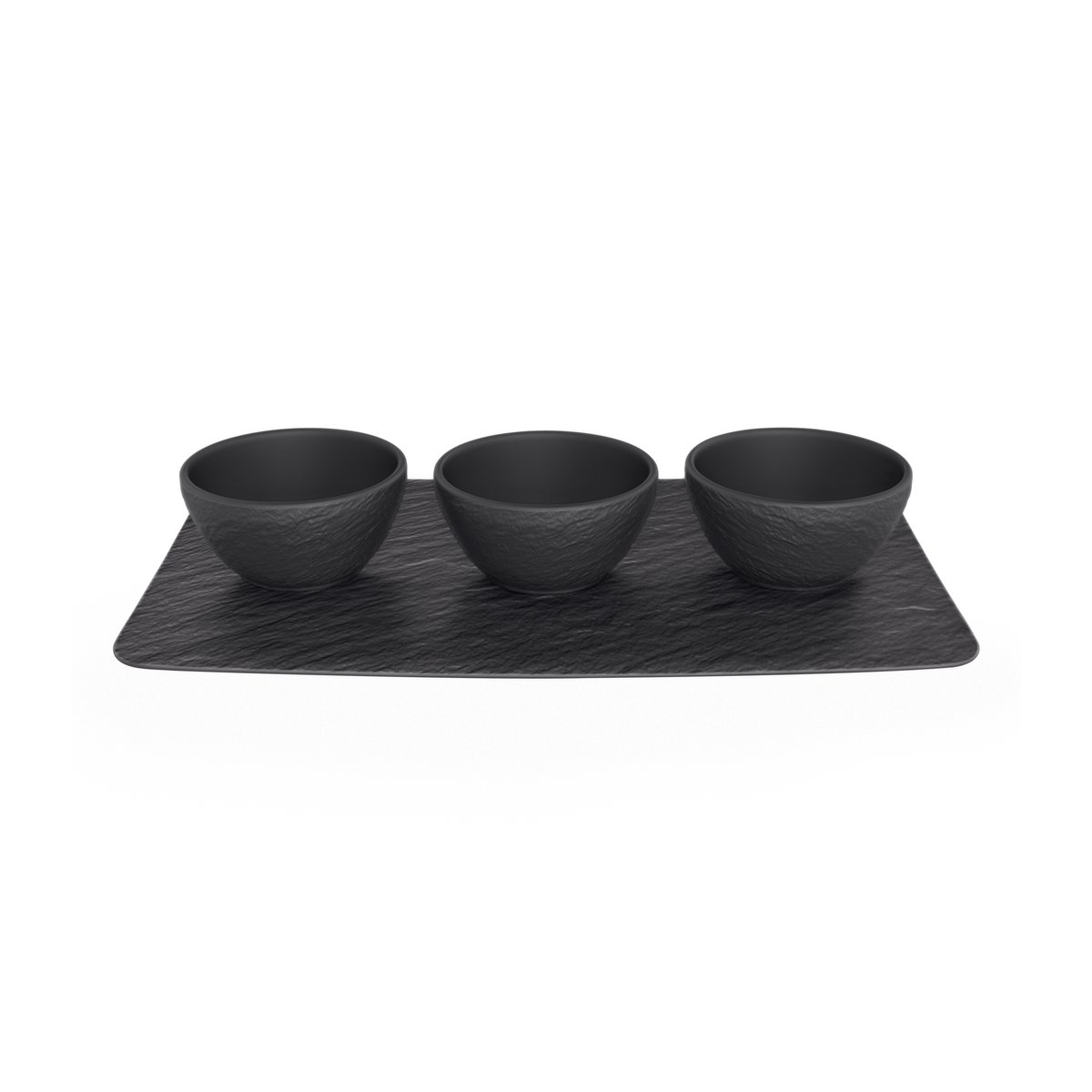Villeroy & Boch Manufacture Rock dipping bowl 3 st with tray Black