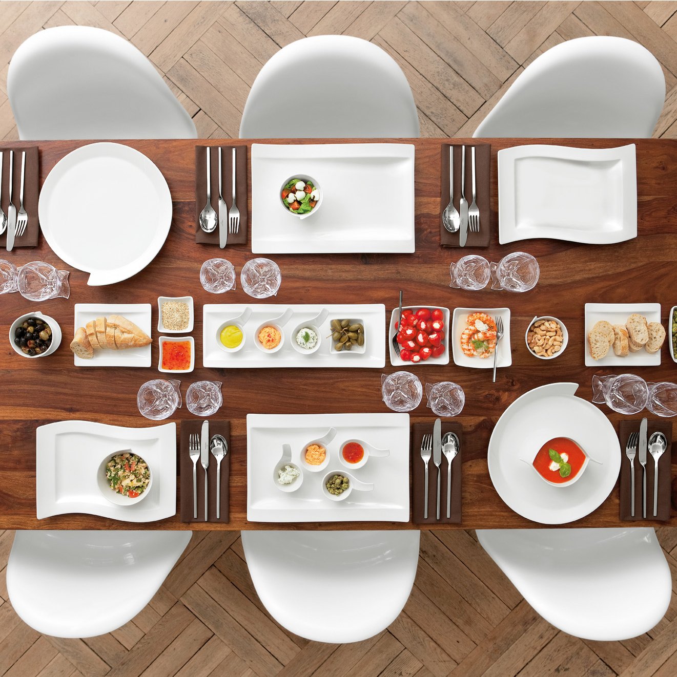 【新品】　Villeroy & Boch ニューウェーブプレート　3枚セット売り Villeroy & Boch NewWave - white porcelain with harmonious