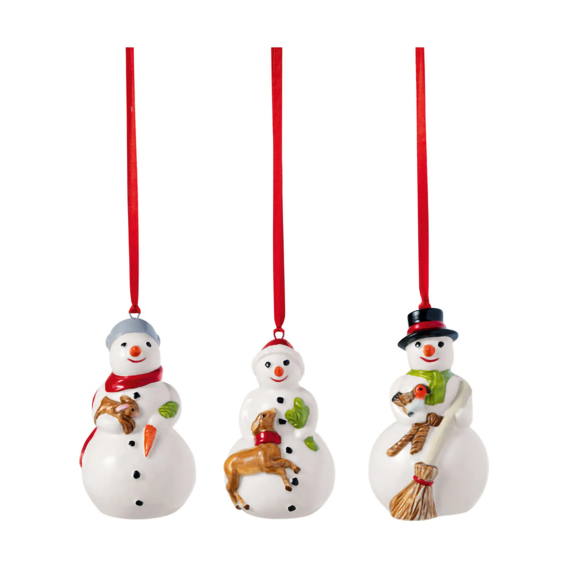 Nostalgic Christmas tree ornaments snowmen 3-pack, White Villeroy & Boch