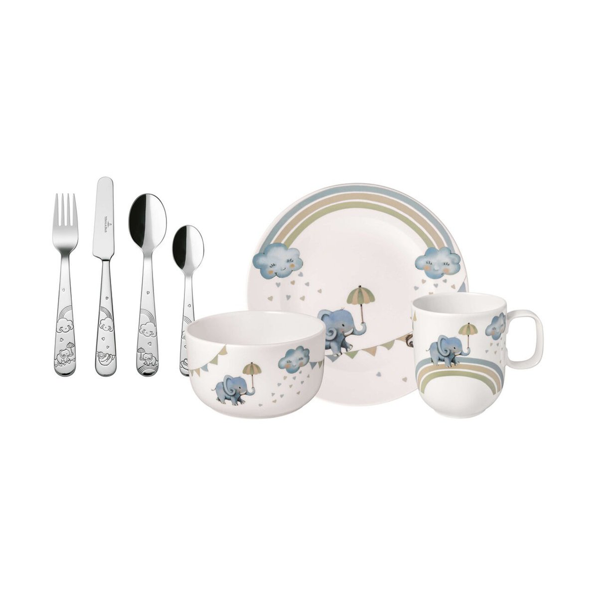 Villeroy & Boch Walk like an Elephant children's tableware and cutlery set 7 pieces