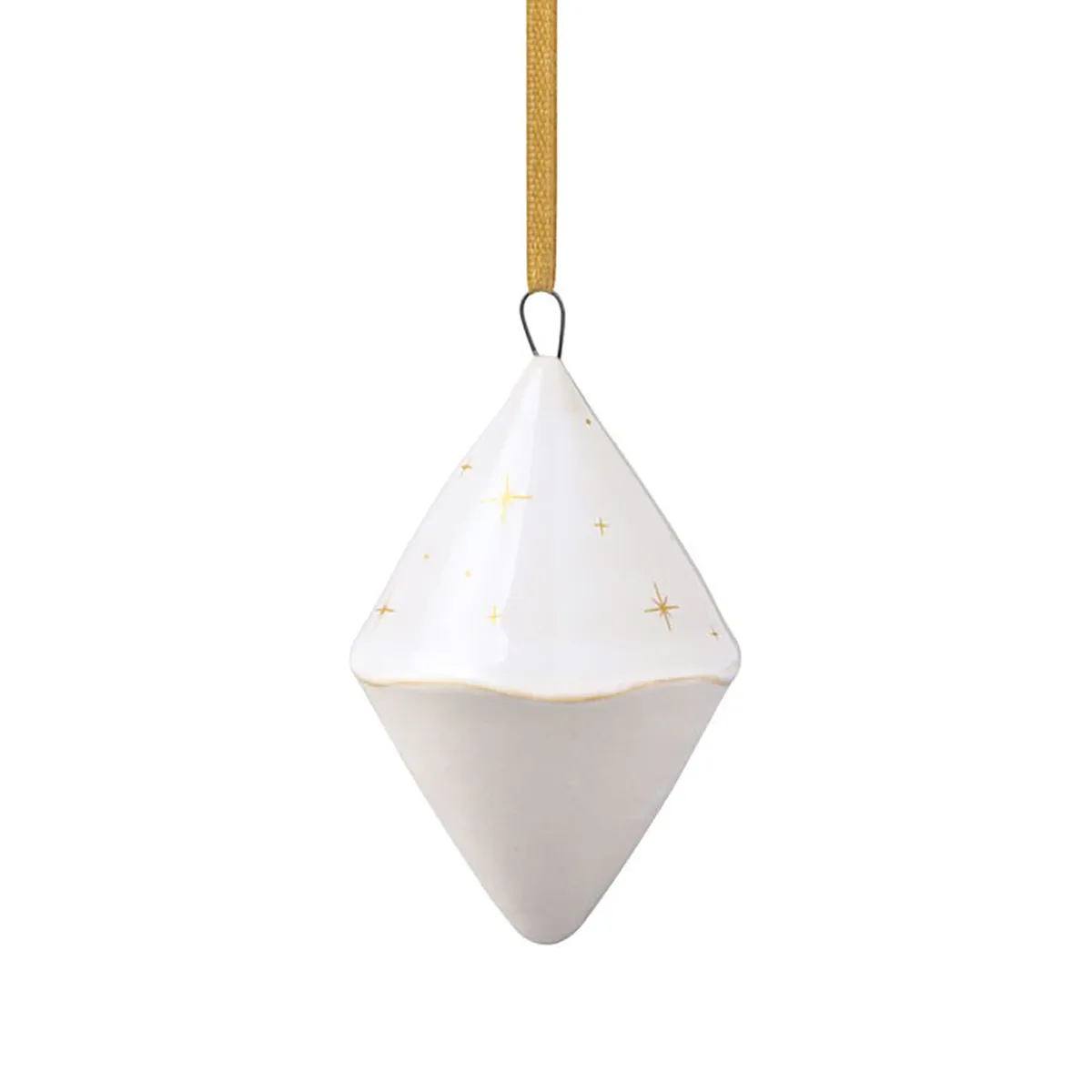 Villeroy & Boch Winter Glow Christmas tree bauble double cone White-beige