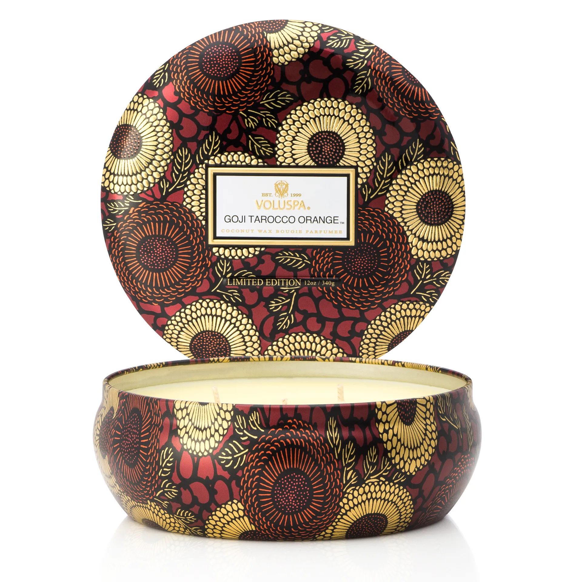 3-wick in a tin candle 60 hours, Goji & Tarocco Orange Voluspa