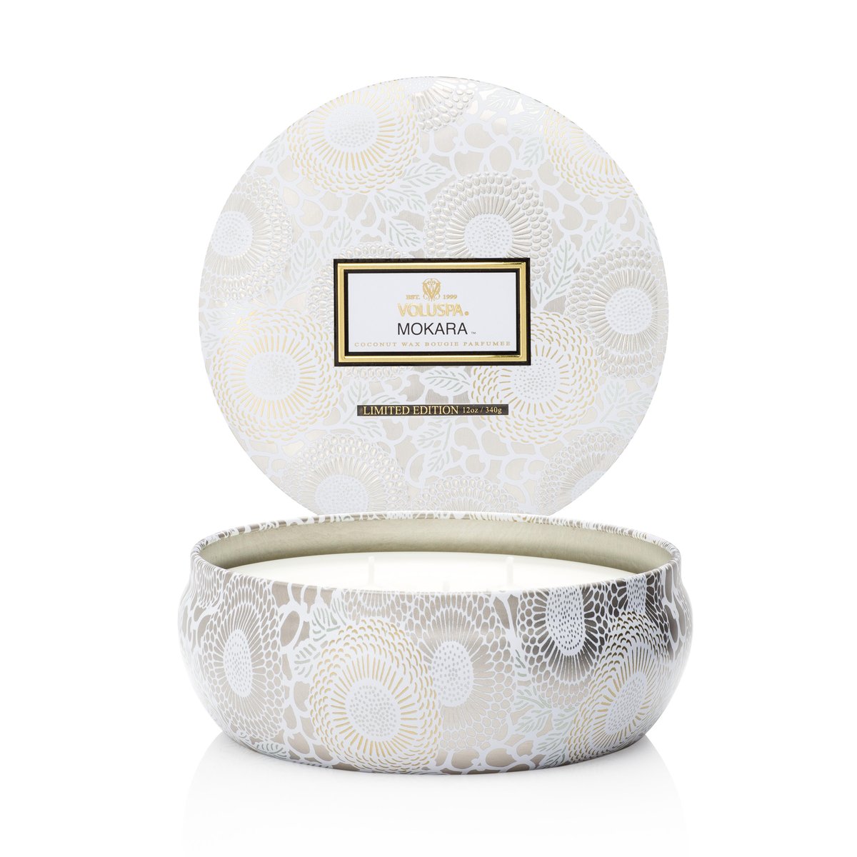 Voluspa 3-wick in a tin candle 60 hours Mokara | Scandinavian Design | Scented candles & diffusers | White