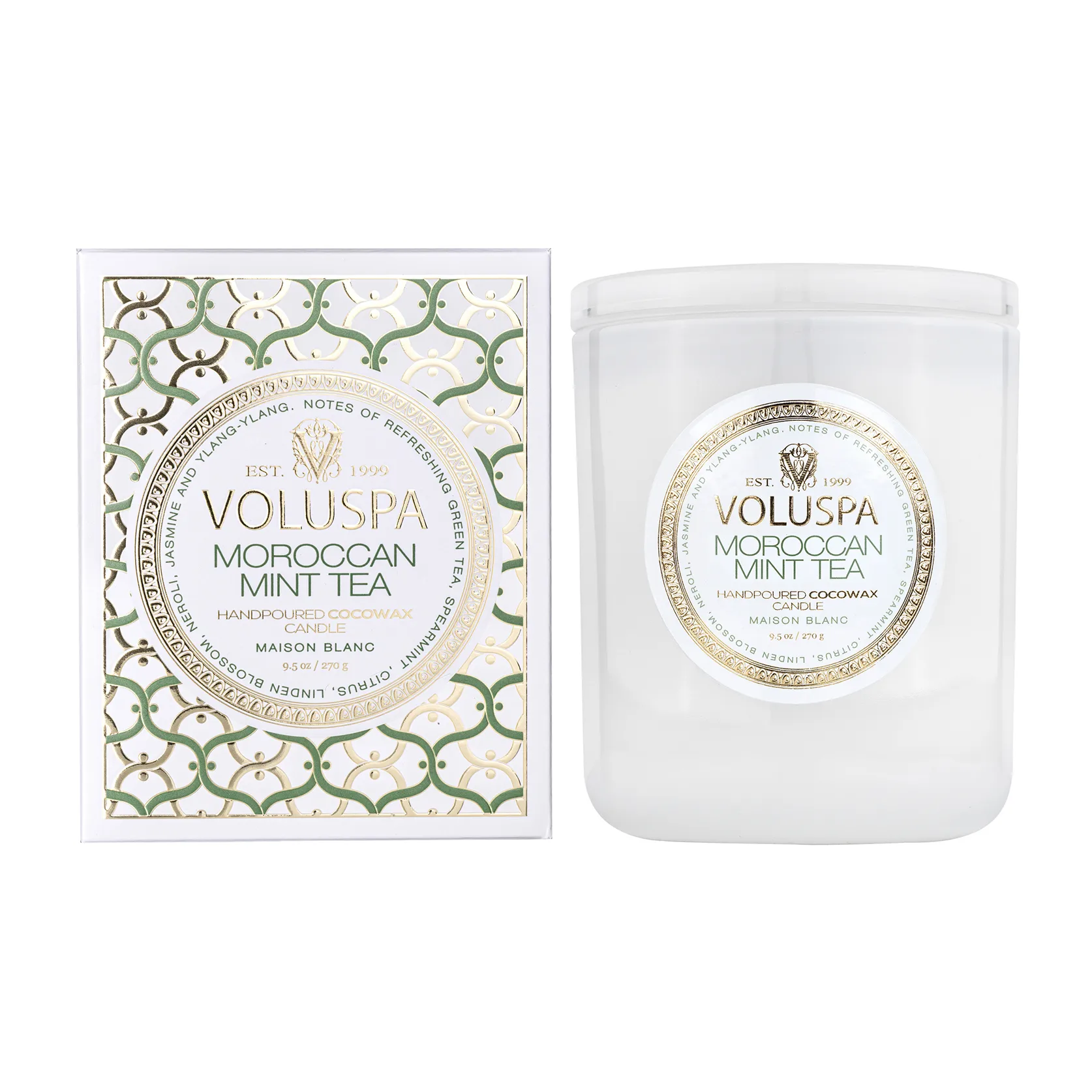 Classic Maison Blanc scented 60 hours, Moroccan Mint Tea Voluspa