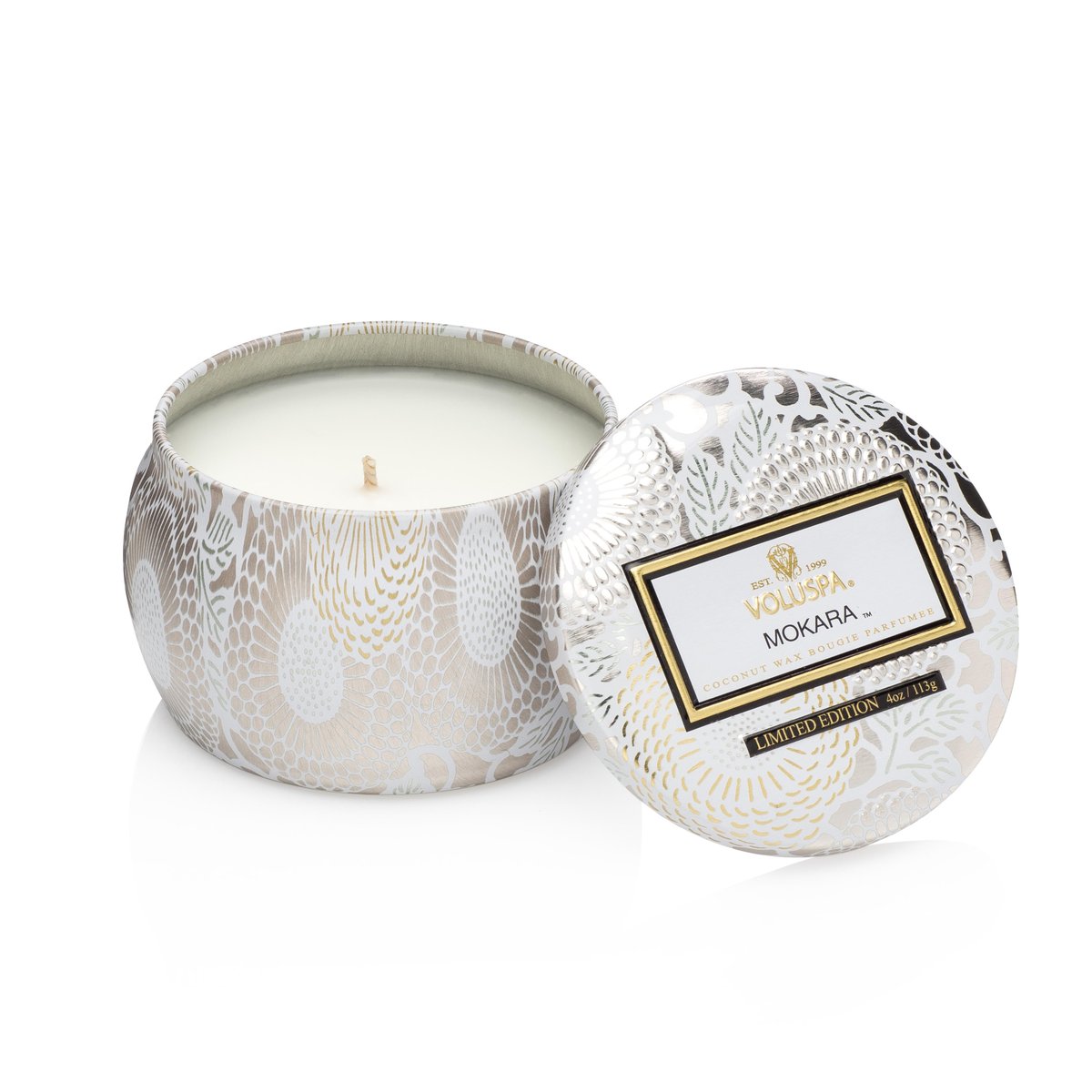 Voluspa Decorative tin candle 25 hours Mokara | Scandinavian Design | Scented candles & diffusers | White