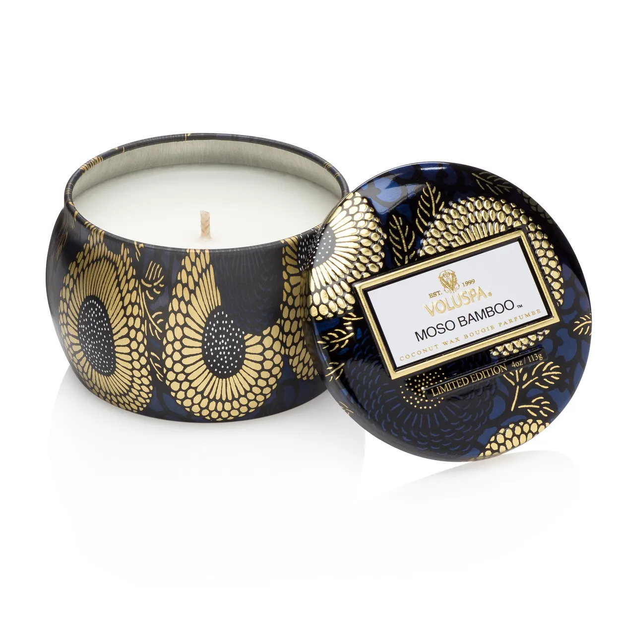 Voluspa Decorative tin candle 25 hours Moso Banboo | Scandinavian Design | Scented candles & diffusers | Gold-coloured