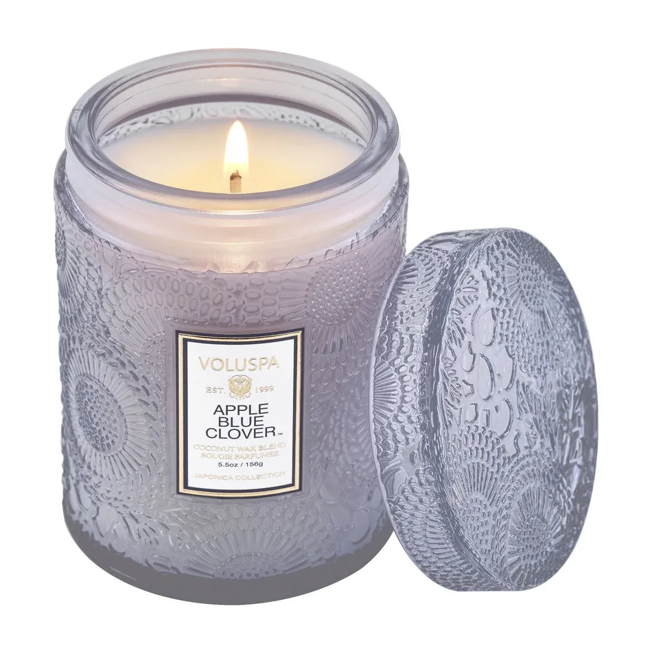 Japonica scented in glass jar 50 hours, Apple Blue Clover Voluspa