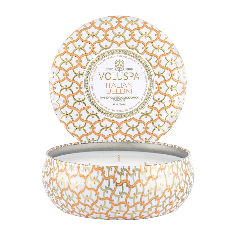 Voluspa Maison Blanc 3-wick Tin scented 40 hours Italian Bellini