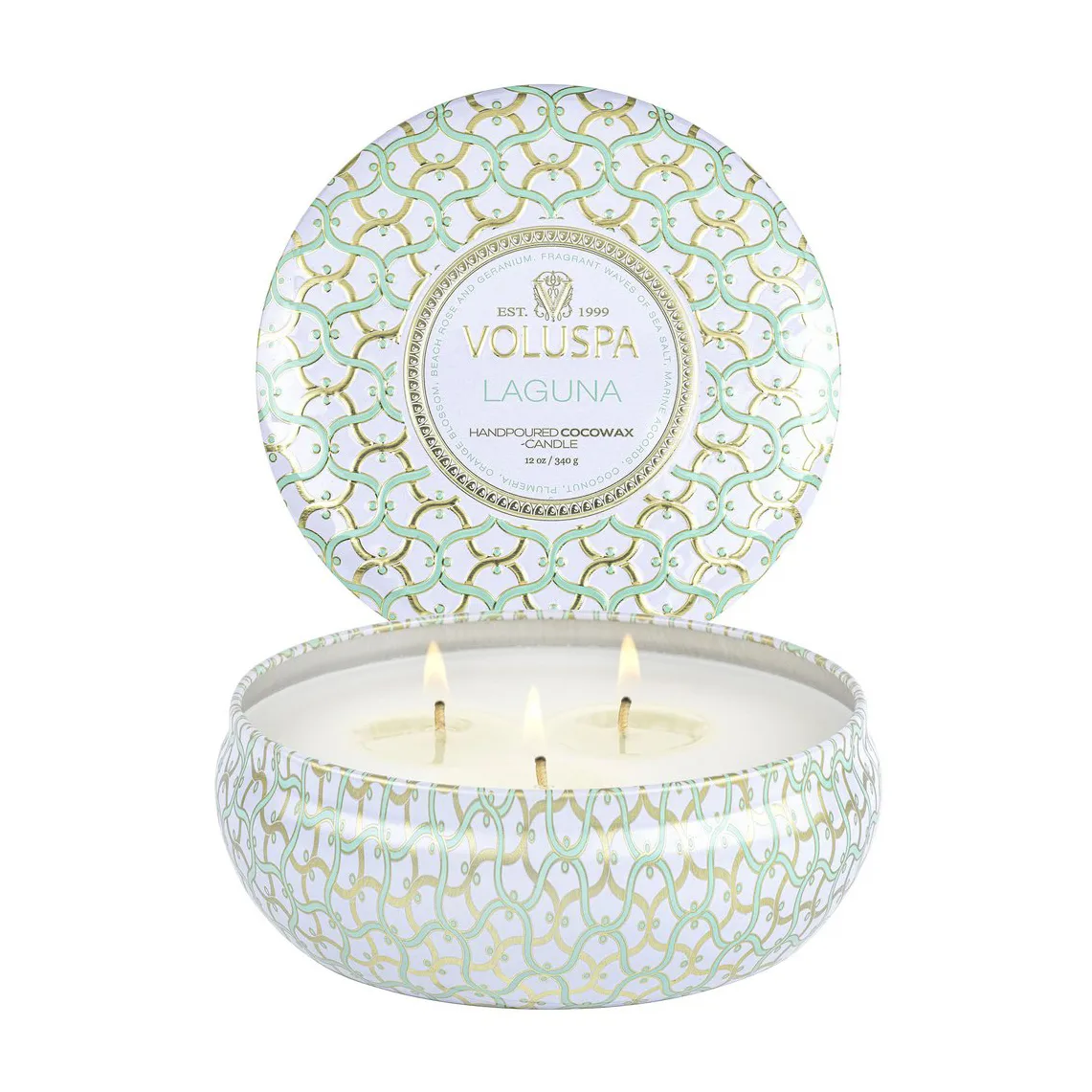 Maison Blanc 3-wick Tin scented 40 hours, Laguna Voluspa