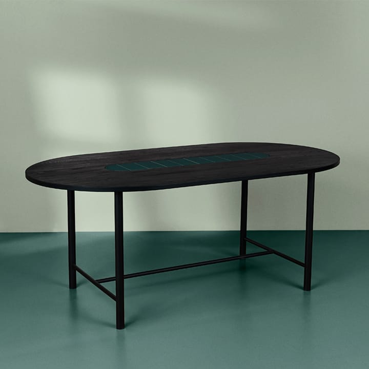 Be My Guest dining table - Oak black oil black steel stand. green ceramic. 100x180 - Warm Nordic