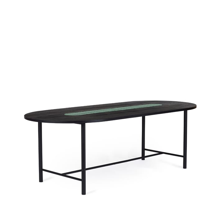 Be My Guest dining table - Oak black oil black steel stand. green ceramic. 100x220 - Warm Nordic