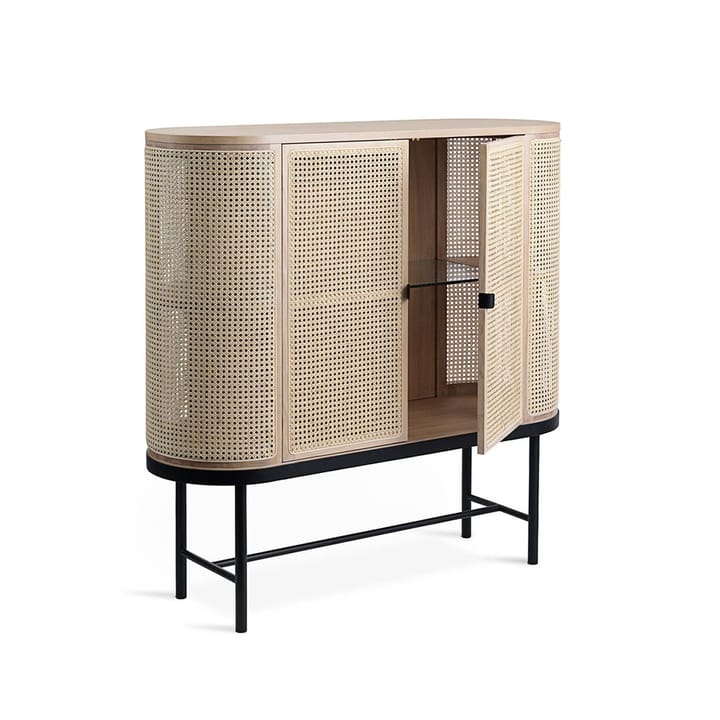 Be My Guest side table, Rattan, white-oiled oak, black steel legs Warm Nordic