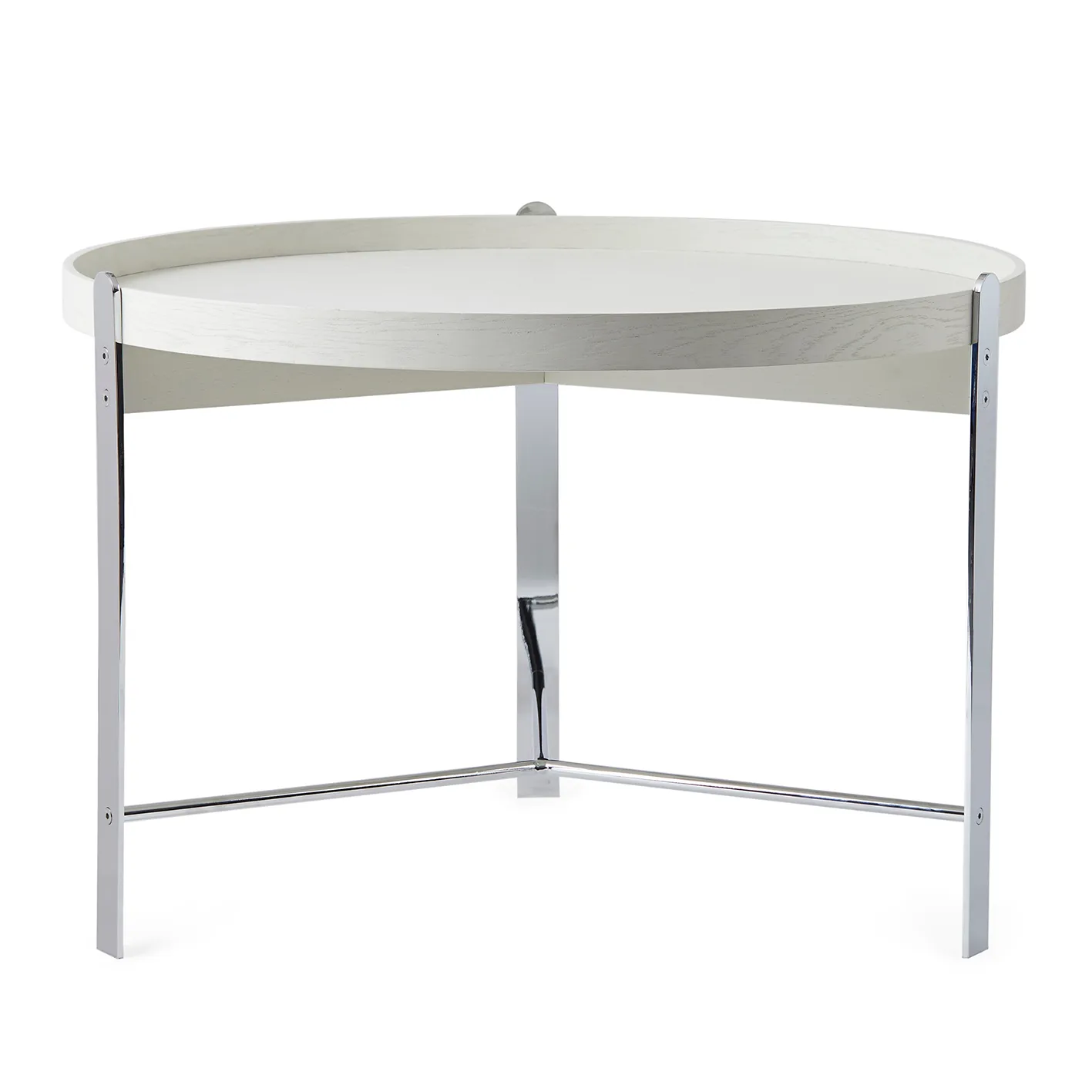 Compose coffee table Ø70 cm with chrome base, Warm white Warm Nordic