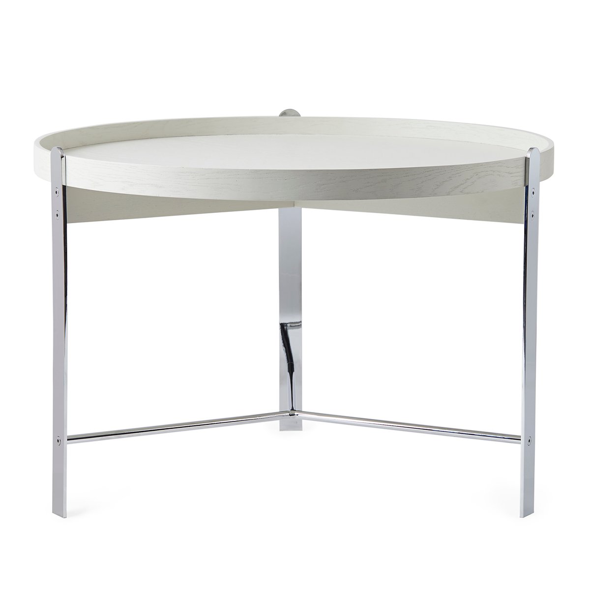 Warm Nordic Compose coffee table o70 cm with chrome base Warm white