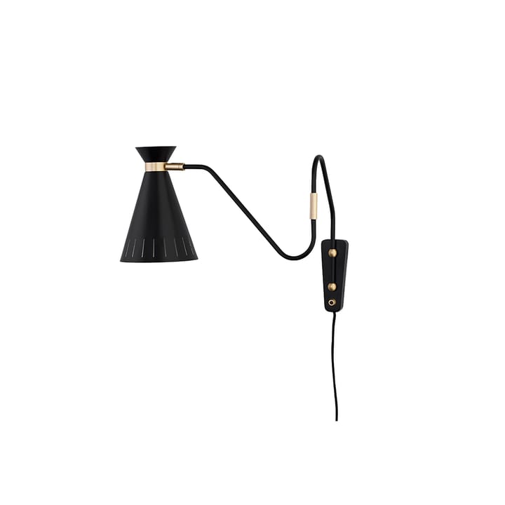 Cone wall lamp - Black noir, brass details - Warm Nordic