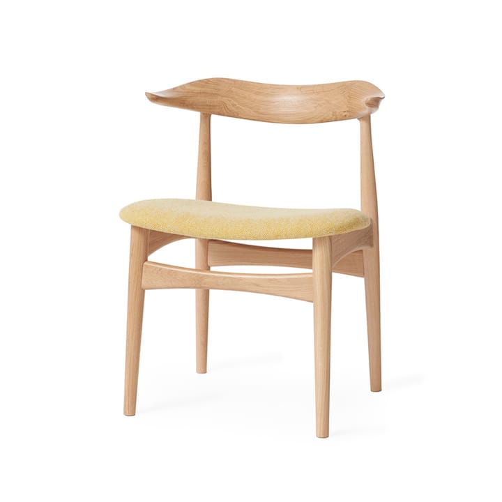 Cow Horn chair - Fabric vanilla, white oiled oak legs - Warm Nordic