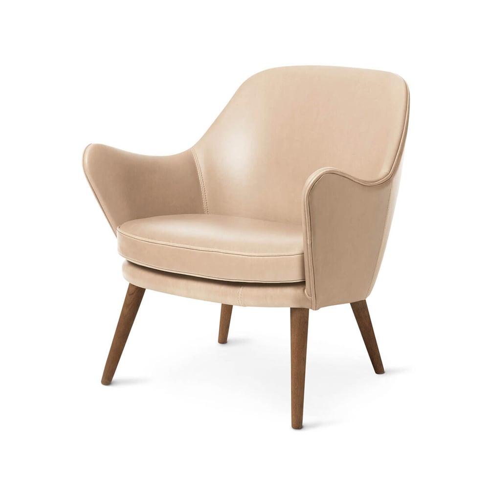 Warm Nordic Dwell lounge chair Leather vegetal 90 nature, legs in oak