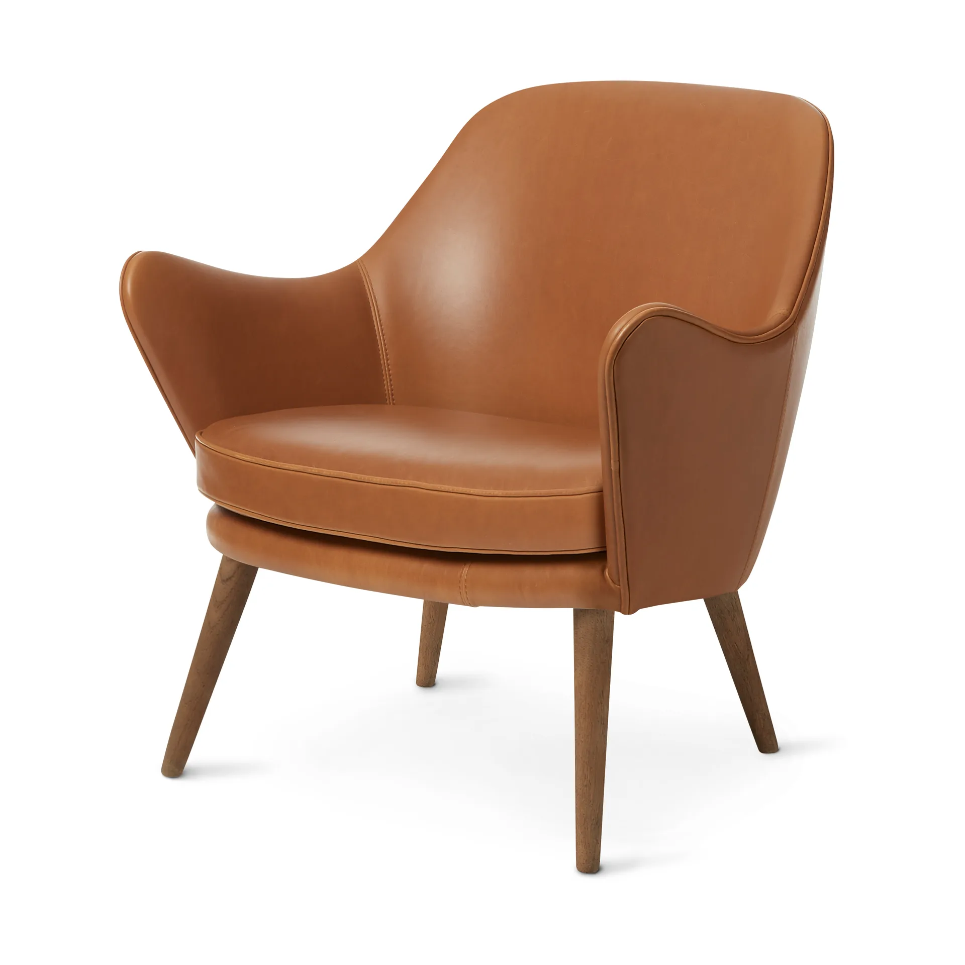 Dwell lounge chair, Silk 250 camel-leg in smoked oak Warm Nordic