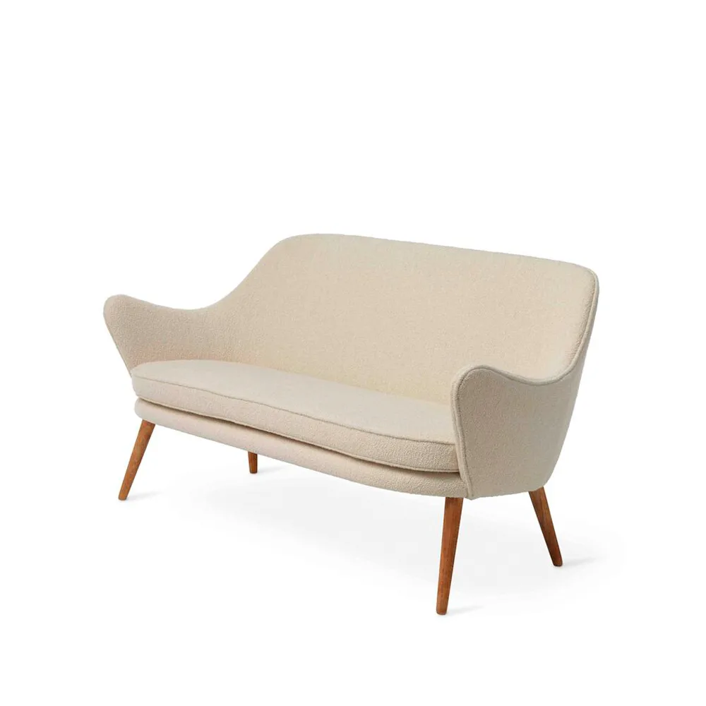 Dwell sofa, 2-seat fabric children's room 24 cream. leg in smoked oak Warm Nordic