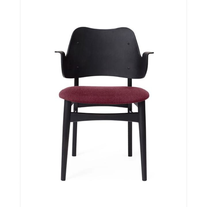 Gesture chair, upholstered seat - Bordeaux-black lacquered beech legs - Warm Nordic