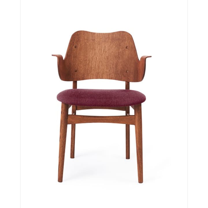 Gesture chair, upholstered seat - Bordeaux-oiled teak oak legs - Warm Nordic