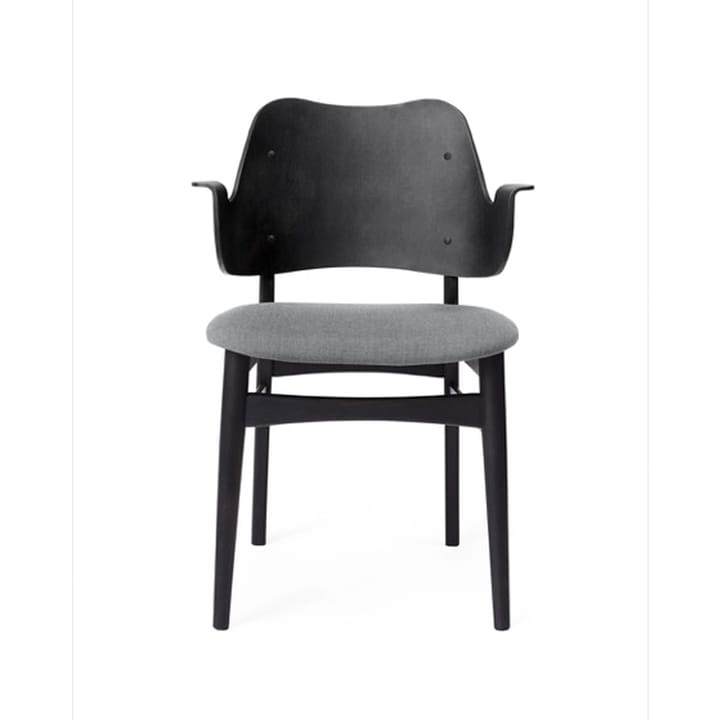 Gesture chair, upholstered seat - Fabric canvas 134 grey melange, black lacquered beech legs, upholstered seat - Warm Nordic